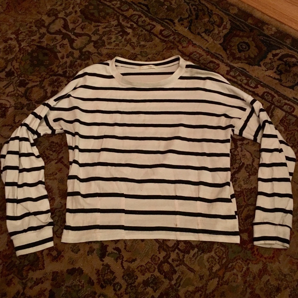 Black and Cream Striped Knit Top